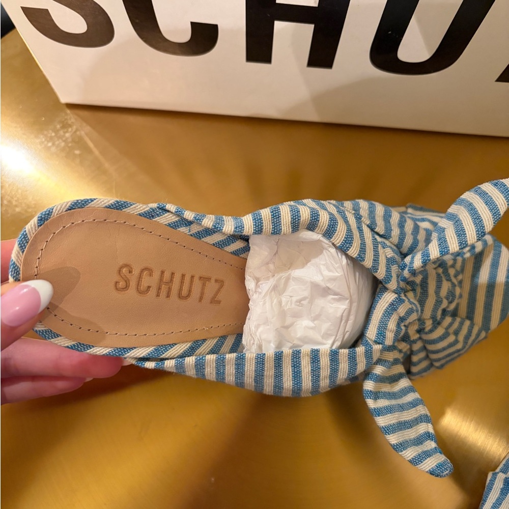 SCHUTZ Blue and White Striped Heels. Brand New. 6.5 - Picture 4 of 6